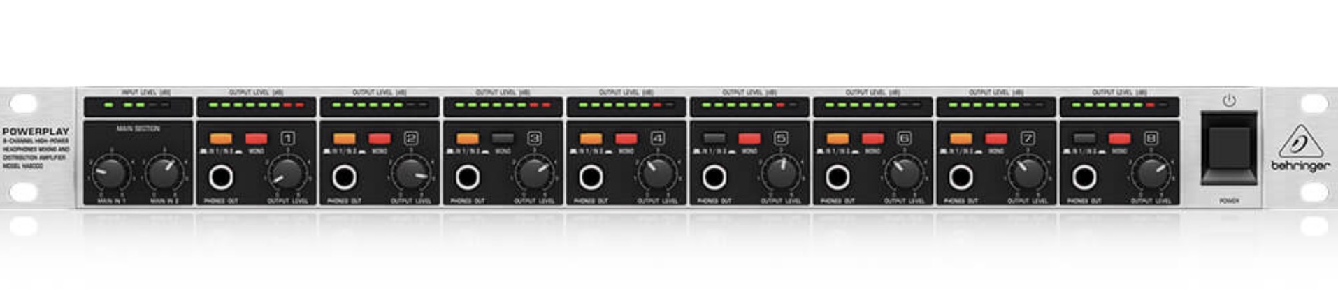 Behringer HA8000 V2 8-channel Headphone Mixing/Distribution Amplifier - Behringer HA8000v2 Headphone Mixing/Distribution Amplifier Features: at Ragtime Lebanon