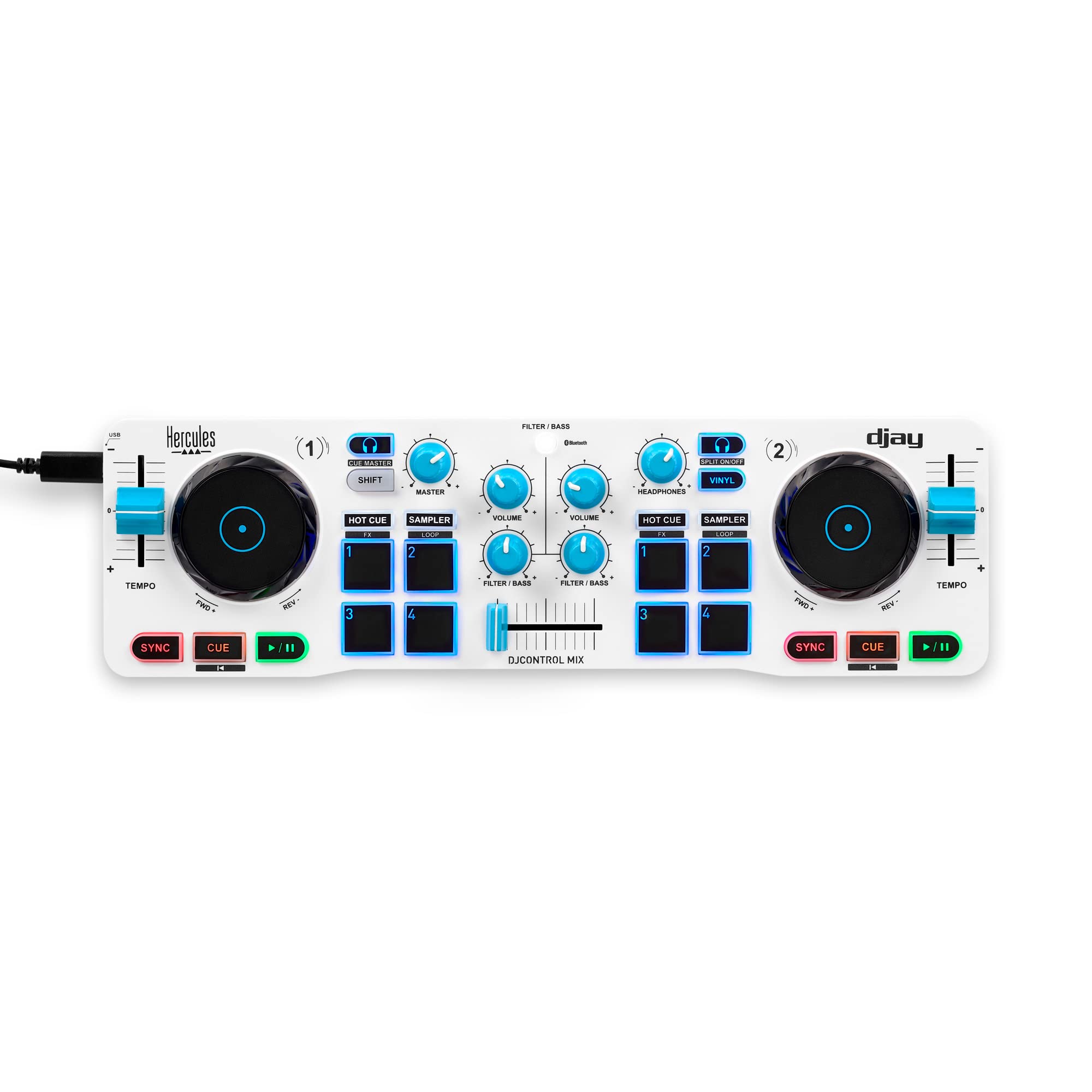 Hercules DJ DJControl Mix 2-channel DJ Controller for iOS and Android Devices