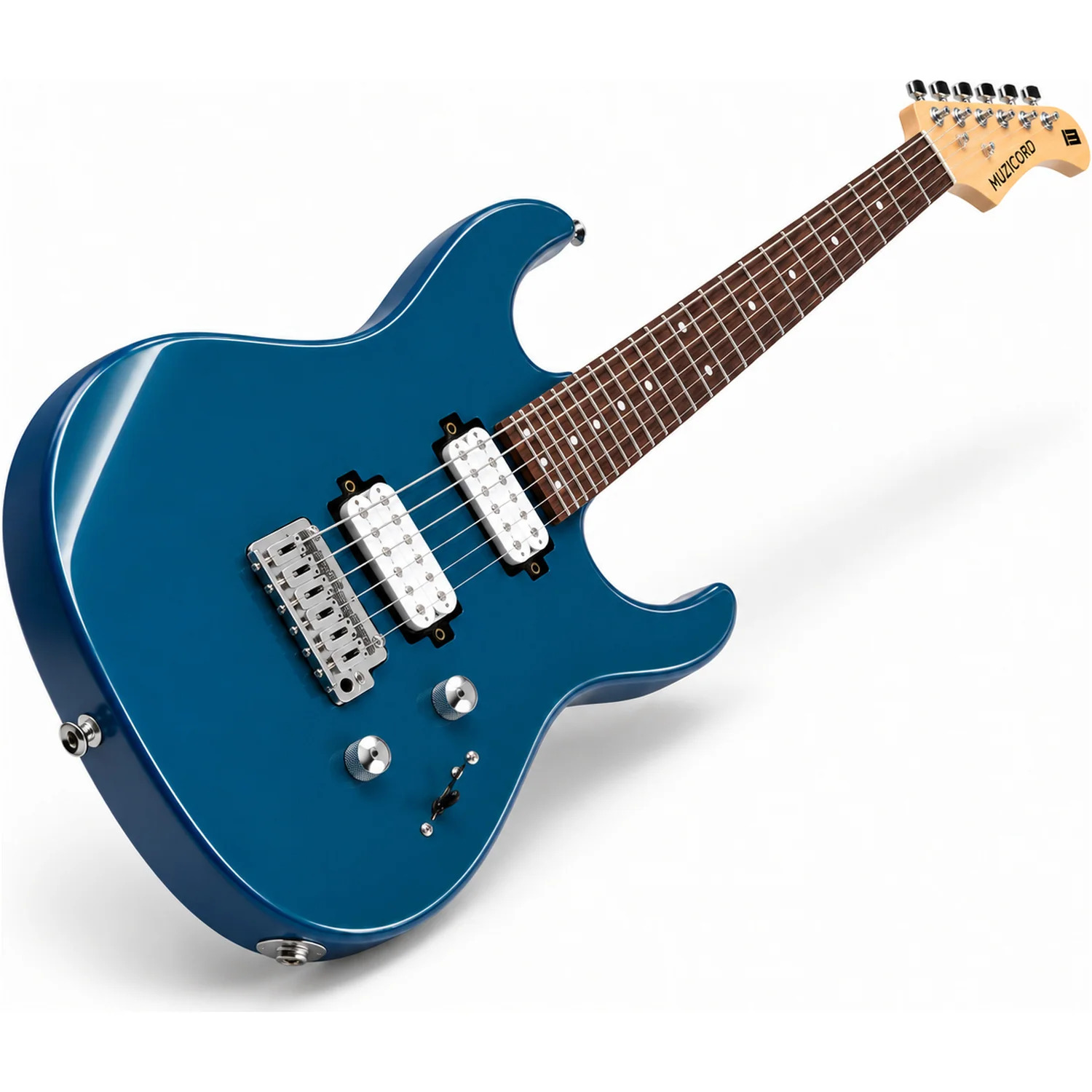 Muzicord GR5 DMB Dual Humbucker Electric Guitar - Deep Metallic Blue - RG-Style Silhouette with Chrome Hardware at Ragtime Lebanon