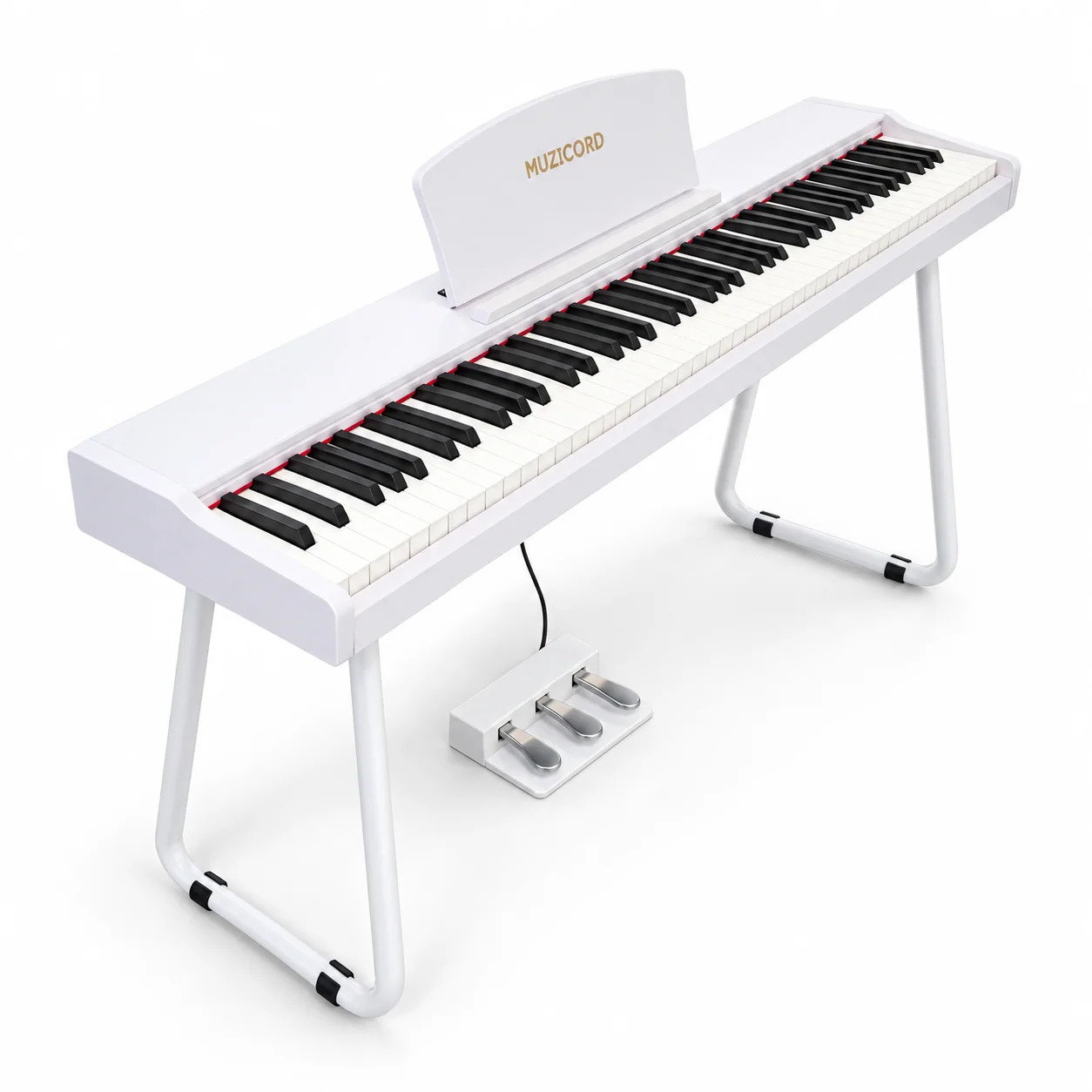 Muzicord MZ-10 88-Key Touch-Sensitive Digital Piano - White - White Stand and Wired Three-Pedal System at Ragtime Lebanon