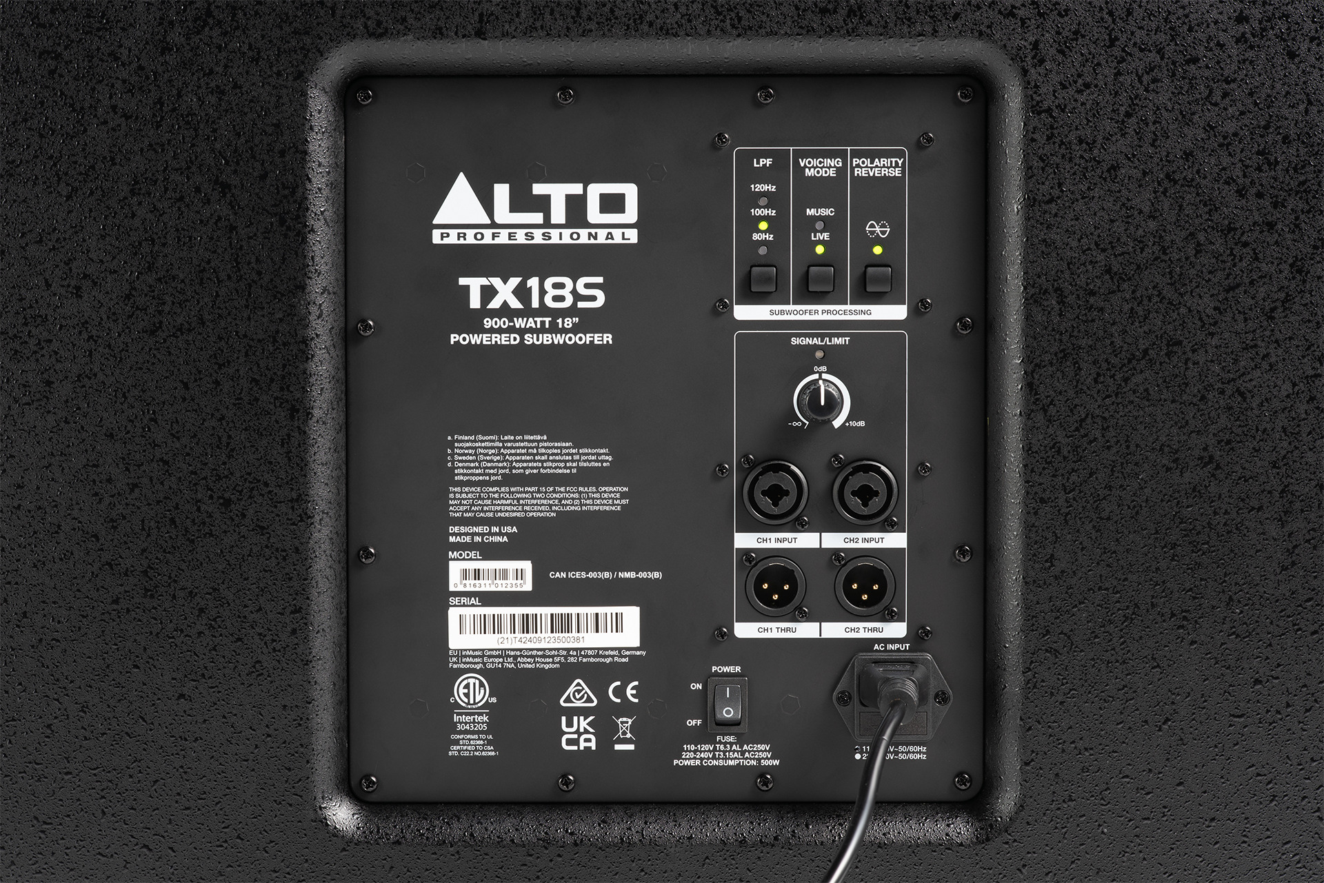 Alto Professional TX18S 900W 18-Inch Powered Subwoofer - System-Matching DSP and Crossover Controls at Ragtime Lebanon