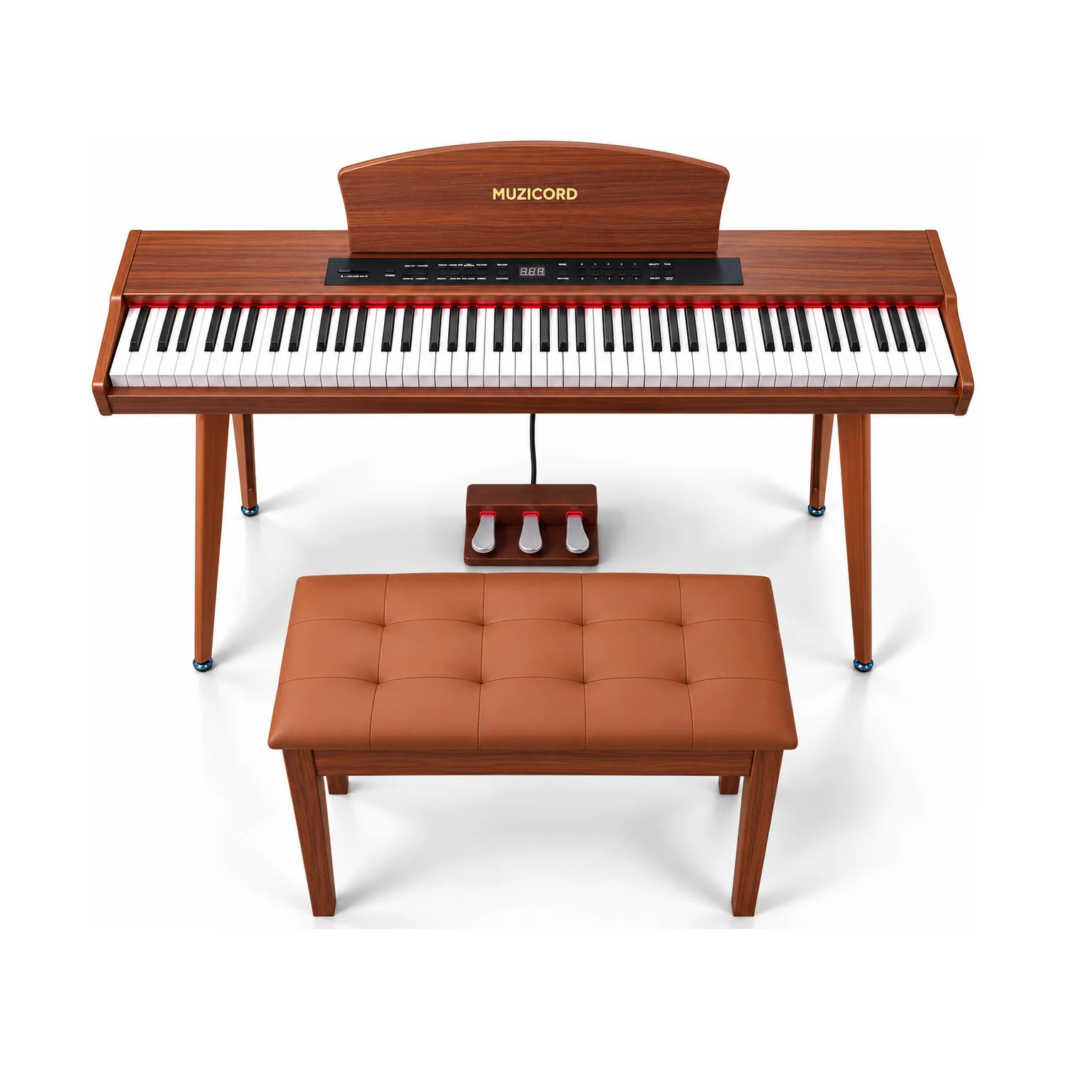 Muzicord MZ880 GEN2 88-Key Touch-Sensitive Digital Piano - Burly Wood with chair - Record, Play Back and Use Three Pedals at Ragtime Lebanon