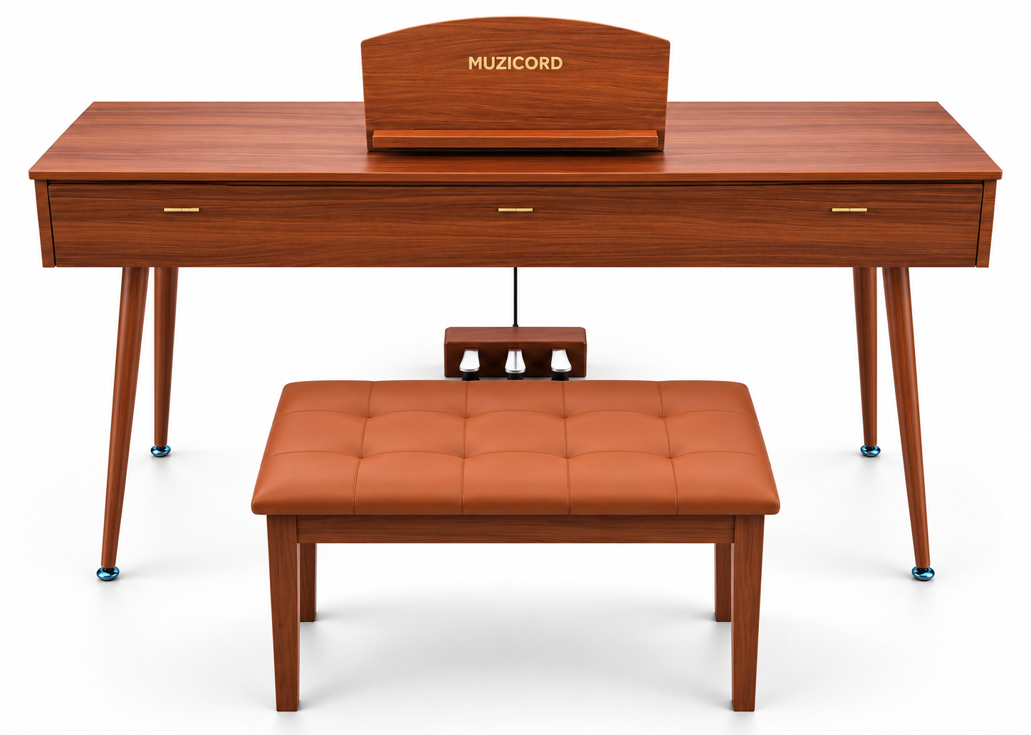 Muzicord MZ-12 Pro Hammer action table design digital piano walnut color - DESIGNED TO LOOK LIKE FURNITURE. BUILT TO BE A PIANO. at Ragtime Lebanon