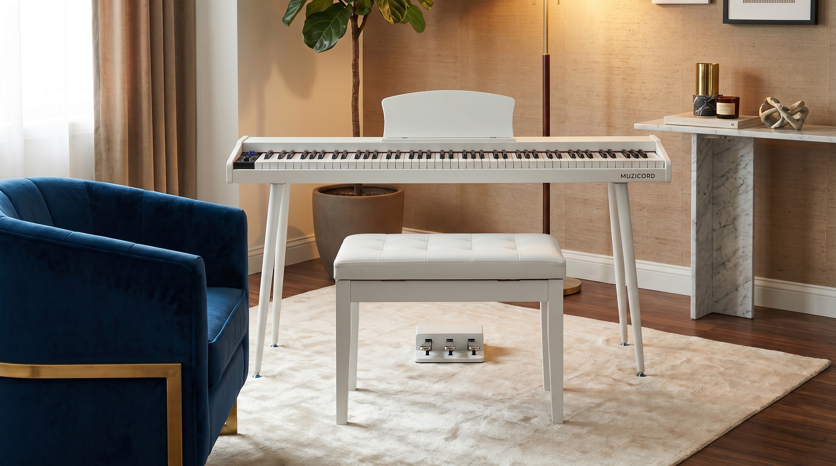 Buy Muzicord MZ-1 Full bundle 88 keys piano normal touch White from Ragtime Beirut Lebanon
