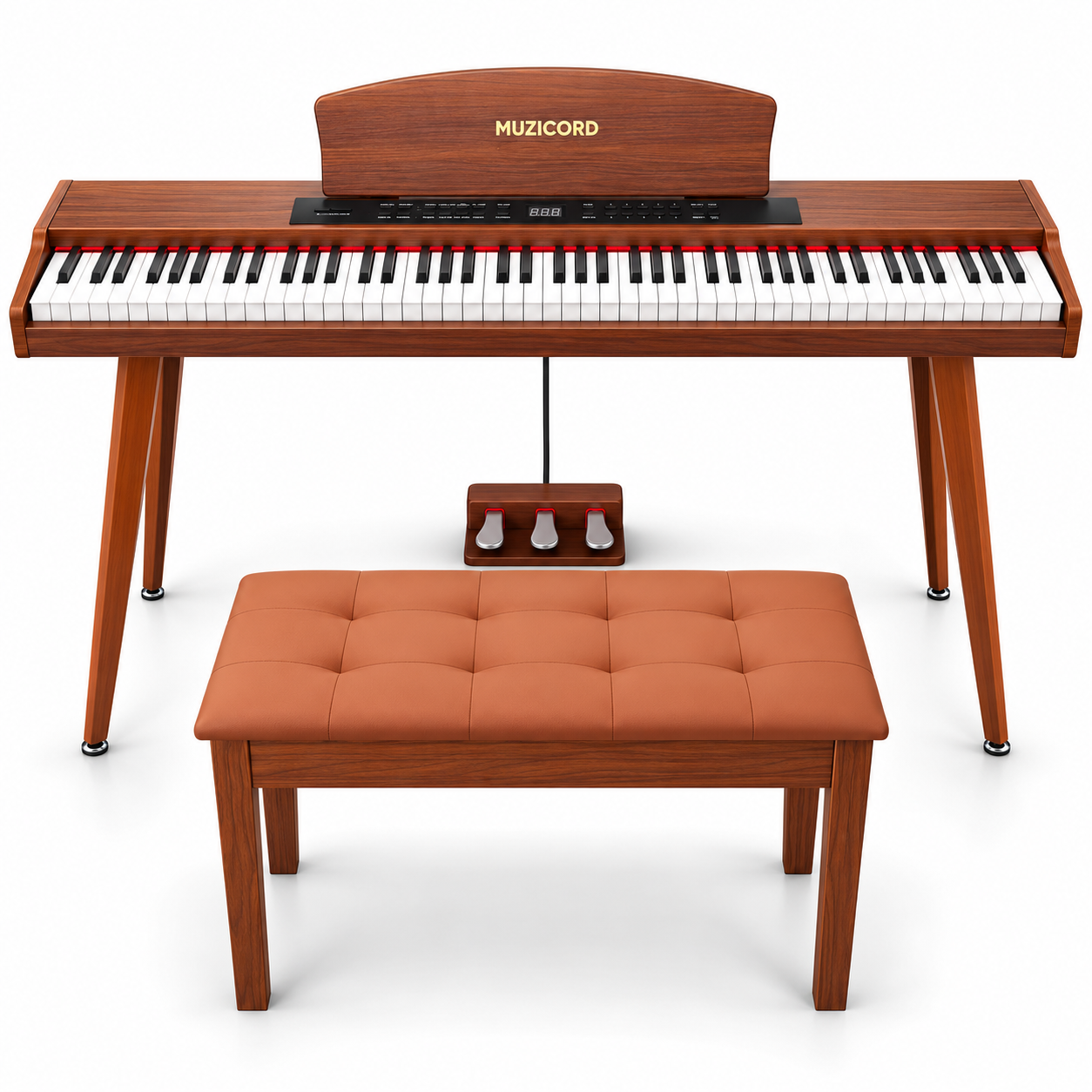 Muzicord MZ880 GEN2 88-Key Touch-Sensitive Digital Piano - Burly Wood with chair at Ragtime Beirut Lebanon