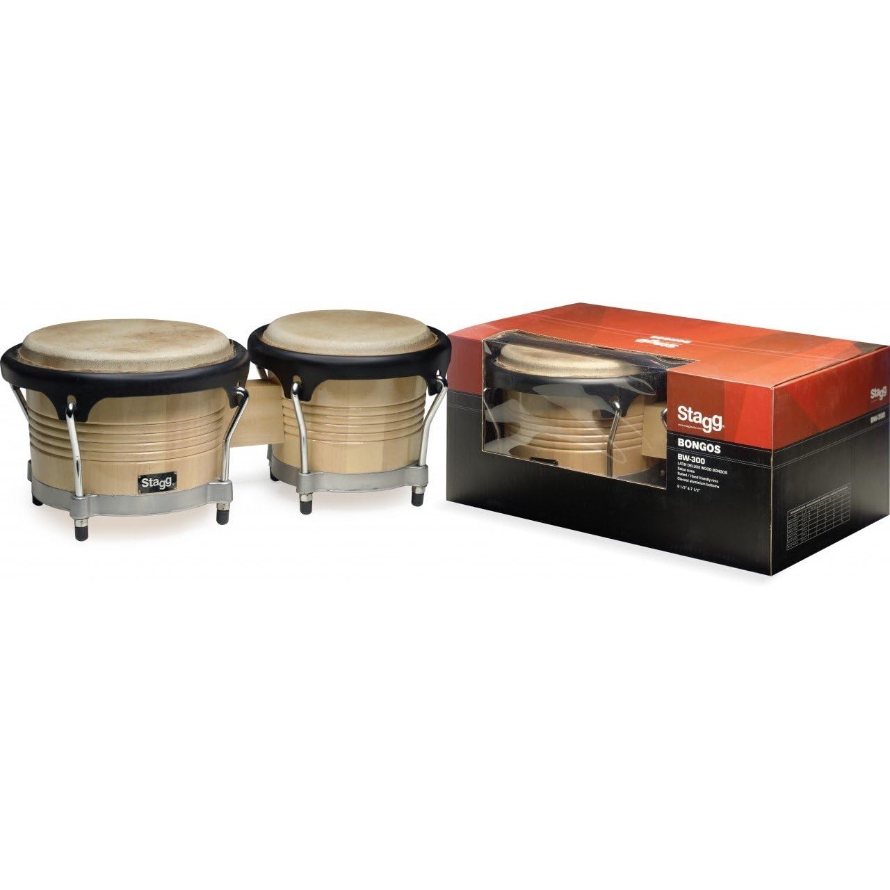 Stagg BW300-N Deluxe Latin Natural Wood Bongos 8.5 inches and 7.5 inches Heads at Ragtime Beirut Lebanon