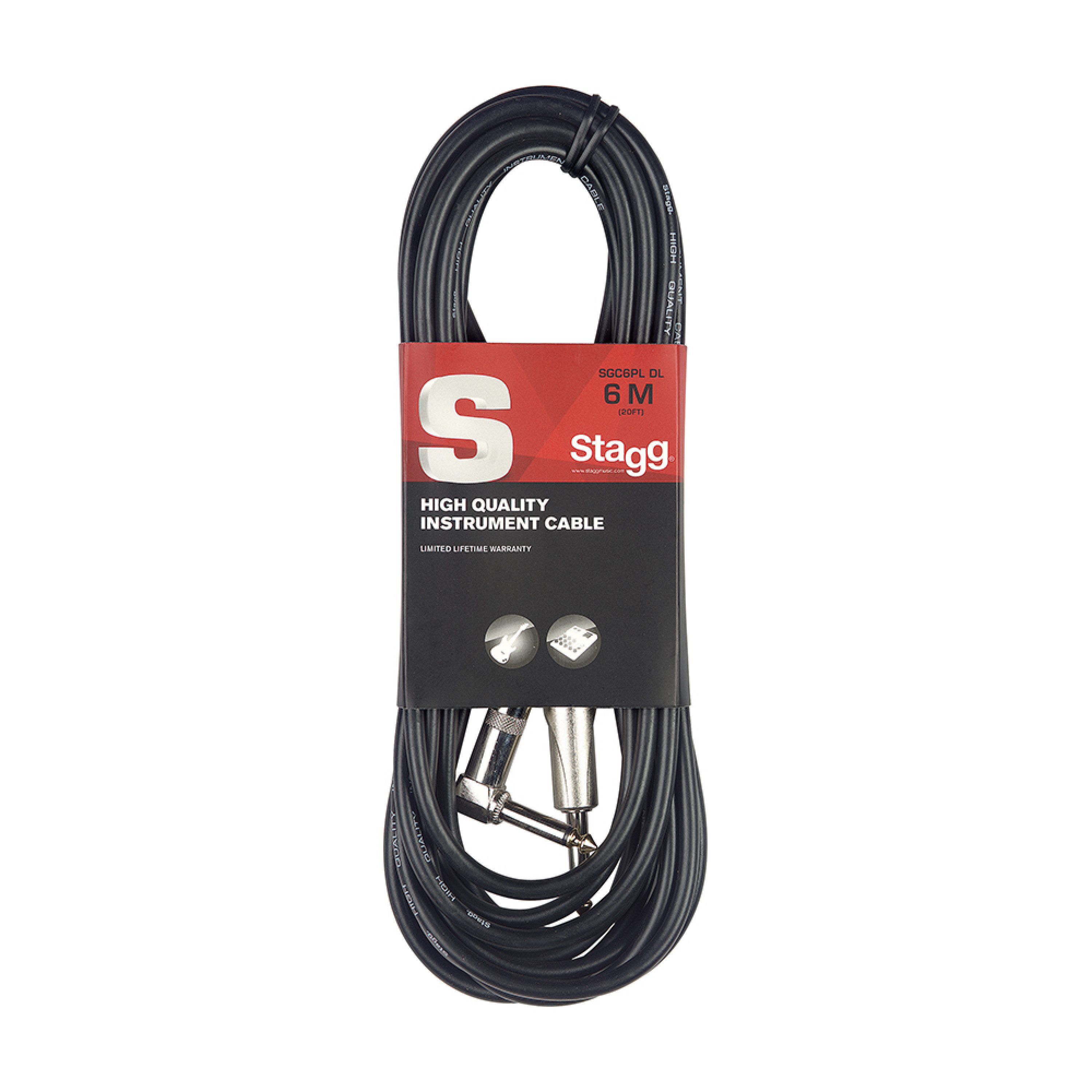 de lujo acodado, 6 m color negro Angulado Stagg SGC6PL DL Cable jack